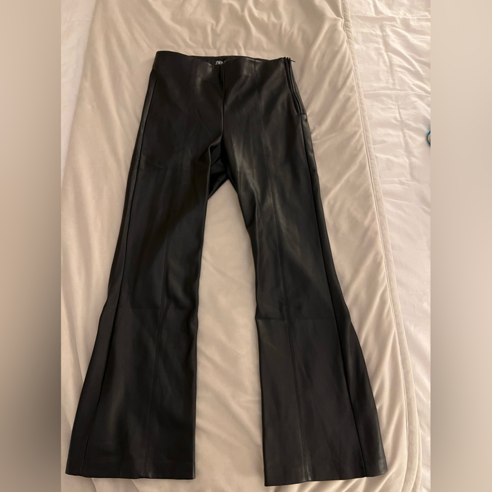Zara Black Faux Leather Pants